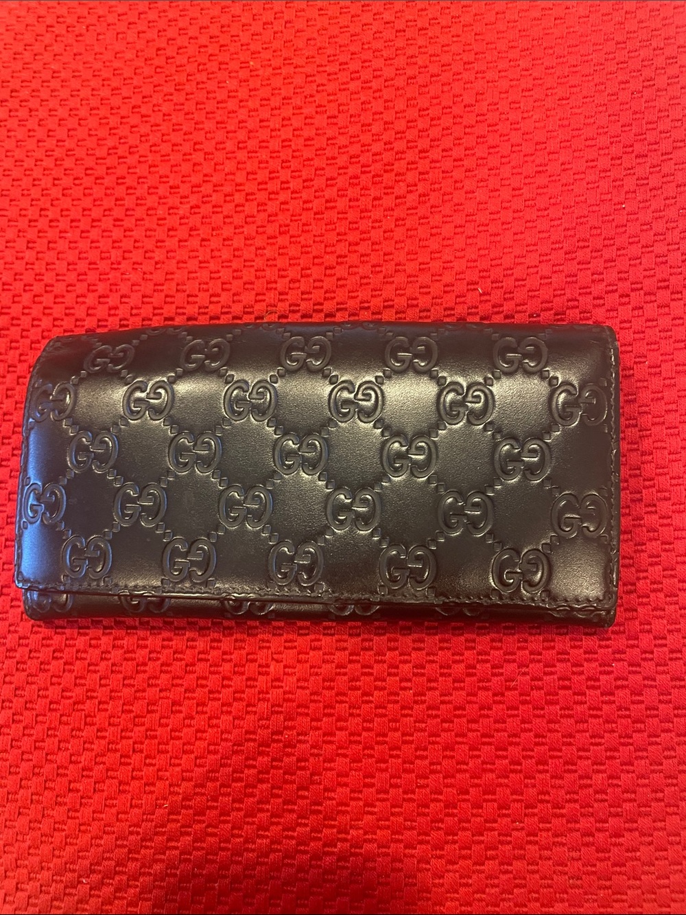 Gucci Embossed GG Leather Key & Card Holder - Black